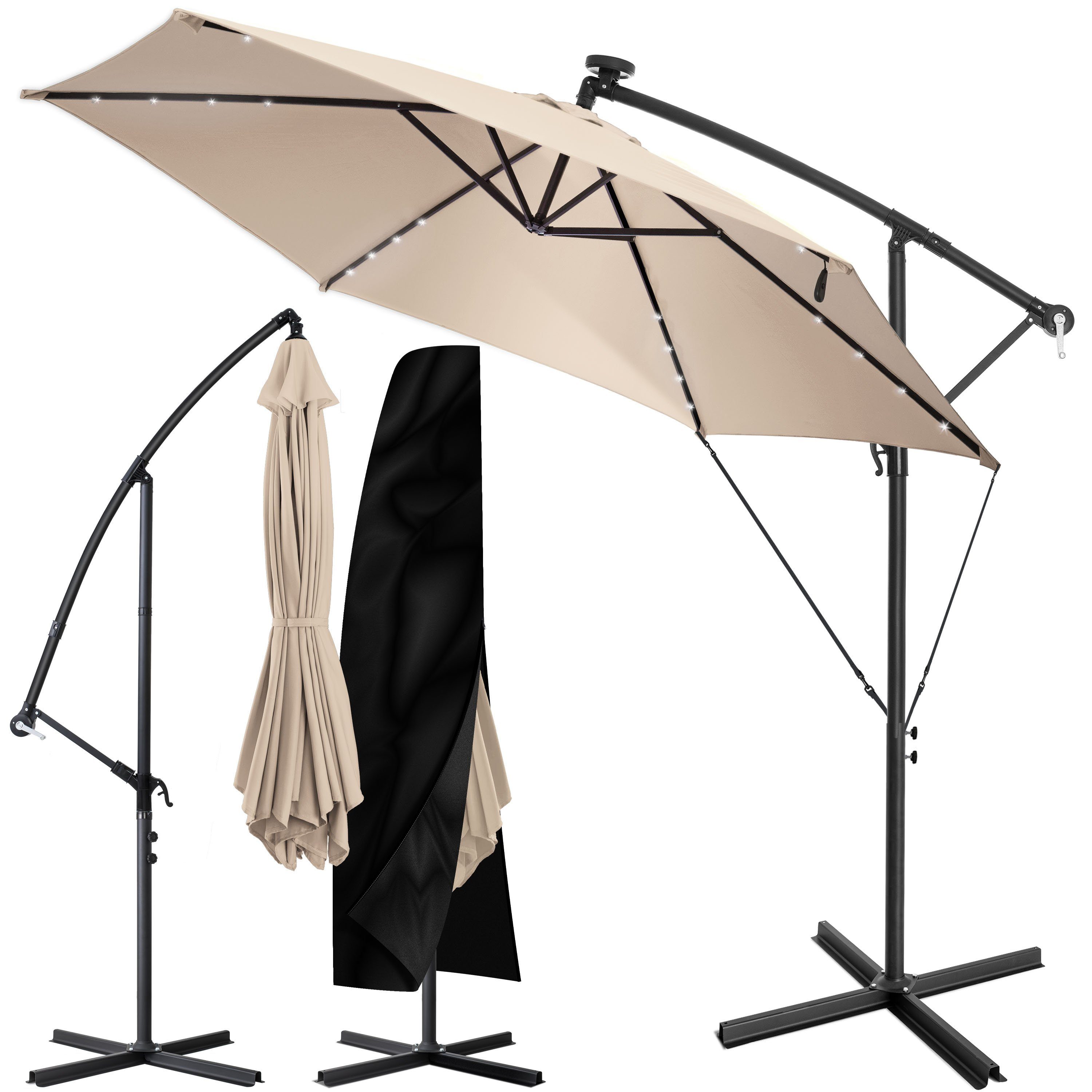 KESSER Ampelschirm, 3m+3,5m LED Sonnenschirm Ampelform Ø300cm350cm mit